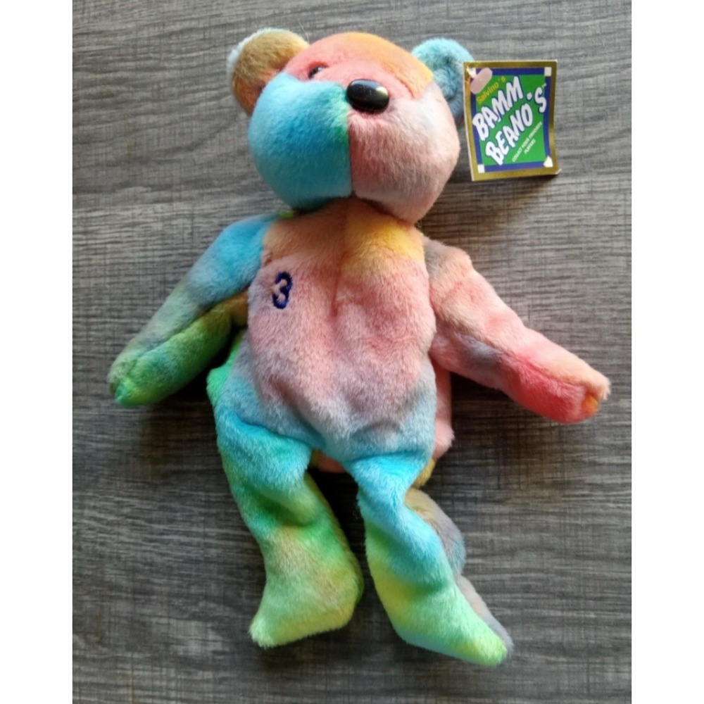 Salvinos Bamm Beano's Plush Ty Dye‎ Bear Alex Rodriguez #3 1998 Vintage New